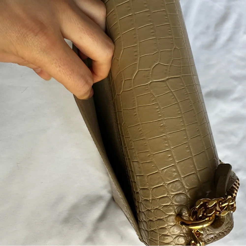 Saint Laurent Sunset Medium Croc Embossed Bag - Picture 11 of 15